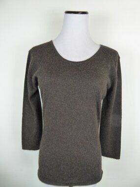 HAWICK Scotland brown scoop CASHMERE sweater M